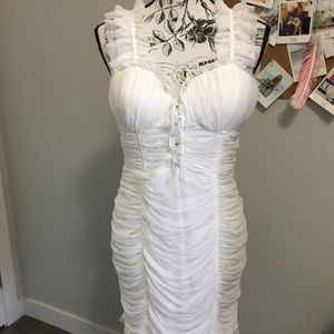 Fashion Nova white ruched bodycon dress